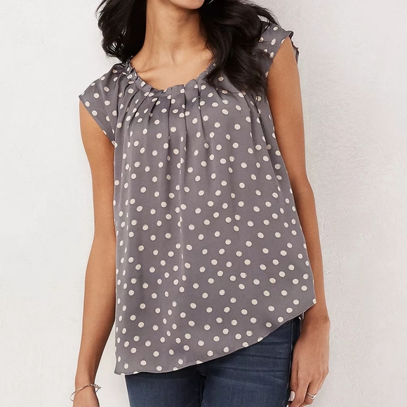 LC Lauren Conrad Pleated Scoop Neck Top Back Tie Closure Size XL - Picture 1 of 7